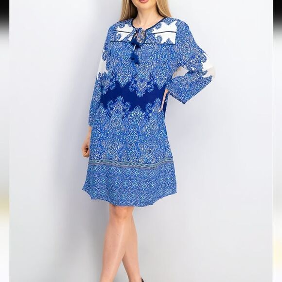 NWT Caribbean Joe Blue/White Coastal Dress - Picture 12 of 12